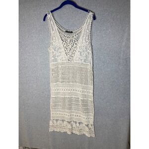 Knitted Maxi Dress Medium Crochetted Western‎ Boho Layering Festival Coachella